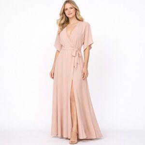 Reformation Winslow Wrap Dress Champagne Maxi Dolman Sleeve Medium